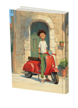 دفتر خط دار رقعی مسترنوت طرح پسرک موتور سوار