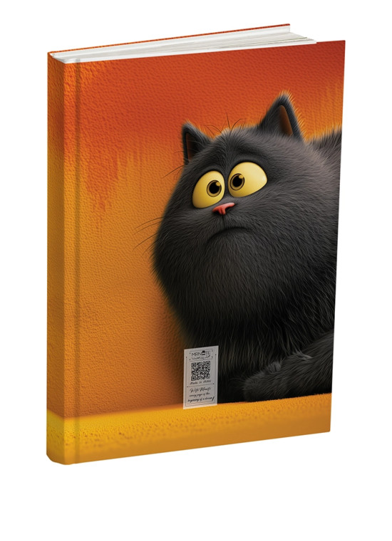 دفتر خط دار رقعی مسترنوت طرح گربه سیاه میو مود