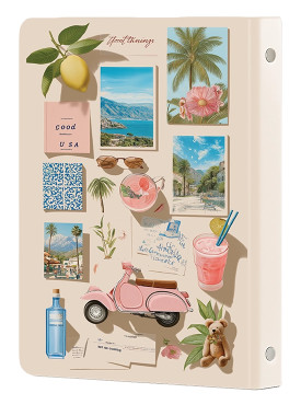 کلاسور ۲۶ حلقه مستر نوت کد N-13 طرح تعطیلات صورتی | MrNote Holidays Pink