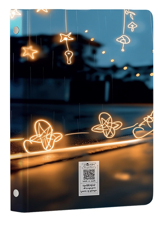 کلاسور ۲۶ حلقه طرح چتر ستاره‌ای مدل N-08 | خرید کلاسور فانتزی و شیک