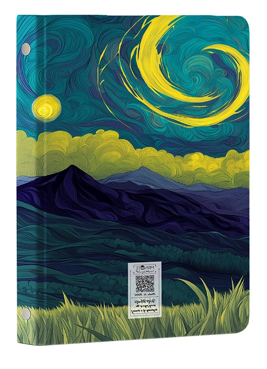 کلاسور ۲۶ حلقه طرح ونکوک و آسمان پرستاره مدل N-10 | خرید کلاسور فانتزی و جذاب