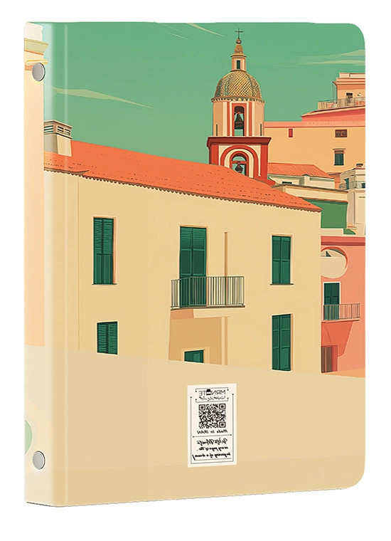 کلاسور ۲۶ حلقه طرح دختر وسپاسوار آمالفی مدل N-15 | خرید کلاسور فانتزی و جذاب