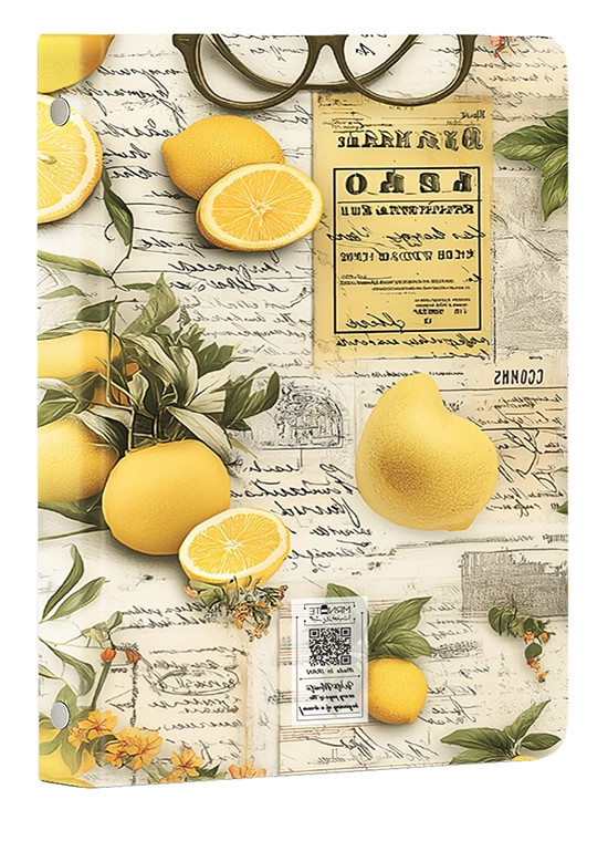 کلاسور ۲۶ حلقه طرح تعطیلات لیمویی مدل N-21 | خرید کلاسور فانتزی و شیک