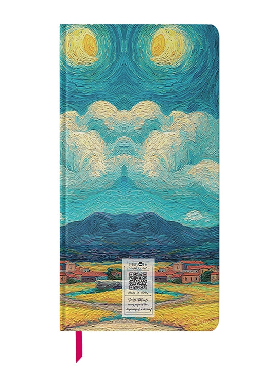 دفتر یادداشت پالتویی N-24 | طرح شب پرستاره پیزا | ون‌گوگ و برج کج | ۱۰۰ برگ