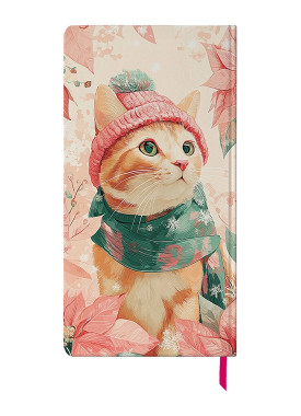 دفتر یادداشت پالتویی کد N-19 طرح گربه زمستونی