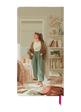 دفتر یادداشت پالتویی کد N-23 طرح دختر کتابخوان