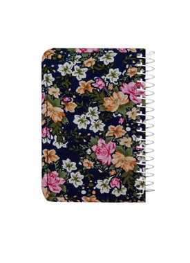 دفتر یادداشتی جلد پارچه‌ای کد 01 طرح گل‌های کوچک زمینه مشکی | دفتر خاص و فانتزی