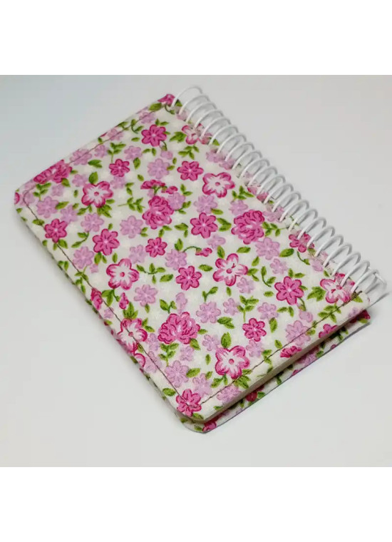 دفتر یادداشتی جلد پارچه‌ای کد 03 طرح گل‌های یاسی رنگ | دفتر فانتزی و شیک