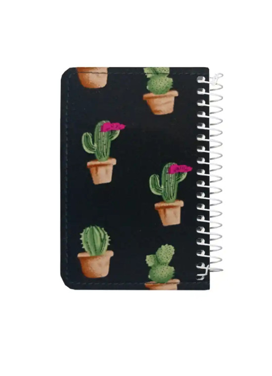 دفتر یادداشتی جلد پارچه‌ای کد 05 طرح کاکتوس | دفتر فانتزی و خاص