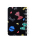دفتر یادداشتی جلد پارچه‌ای کد 11 طرح پاپیون زمینه مشکی | دفتر فانتزی و خاص