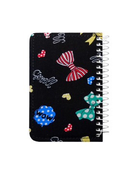 دفتر یادداشتی جلد پارچه‌ای کد 11 طرح پاپیون زمینه مشکی | دفتر فانتزی و خاص