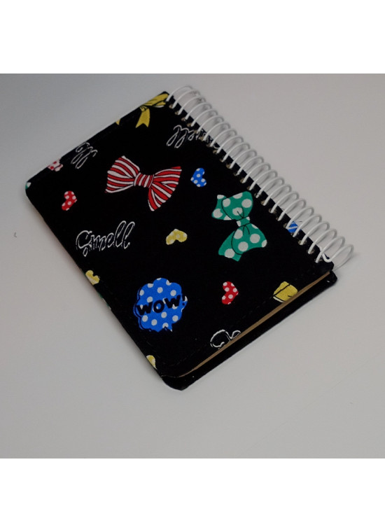 دفتر یادداشتی جلد پارچه‌ای کد 11 طرح پاپیون | دفتر فانتزی و خاص