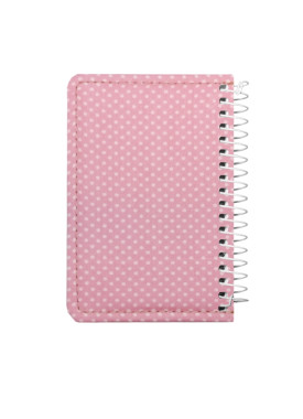 دفتر یادداشتی جلد پارچه‌ای کد 12 رنگ صورتی خال‌خال سفید | دفتر فانتزی و دخترانه
