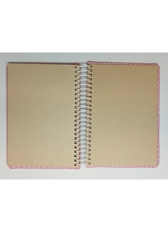 دفتر یادداشتی جلد پارچه‌ای کد 12 رنگ صورتی خال‌خال سفید | دفتر فانتزی و دخترانه